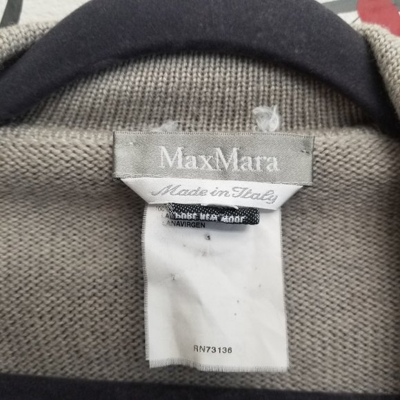 MaxMara Light Grey 100% Virgin Wool Knit Open Front Cardigan Medium - Picture 5 of 6